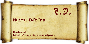 Nyiry Dóra névjegykártya